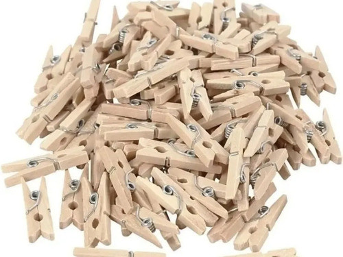 25 Broches De Madera Color Natural 4cm Motricidad Manualides 0