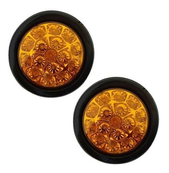 Juego De Faros Led Traseros Redondos Ambar 24v 0