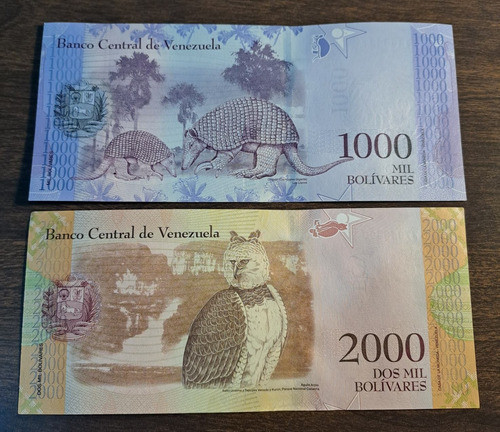 Venezuela X 2 Billetes , 1.000 Bolívares 2017 Y 2.000 (2016) 1