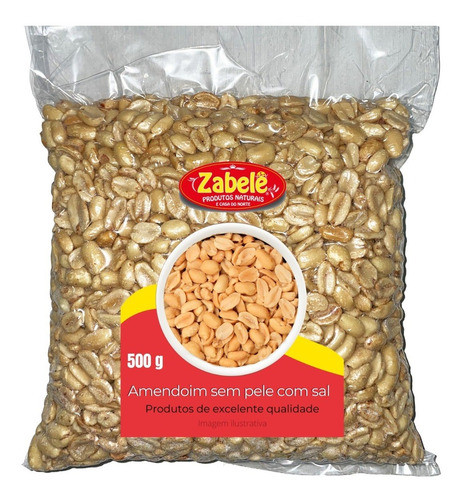 Amendoim Sem Pele Com Sal 500g - Zabelê - Bom Para A Saúde 0