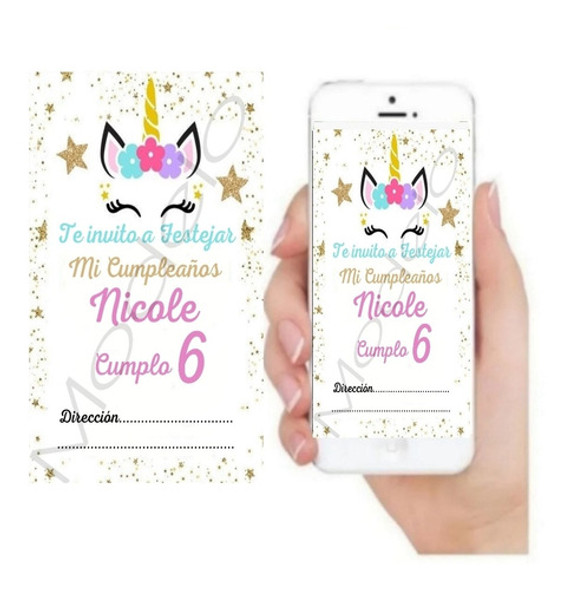 Invitaciones Digitales Cumpleaños Unicornio 0