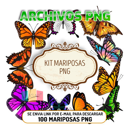Kit Mariposas Diseño Pack X 50 Transparentes Png - Version 1 1