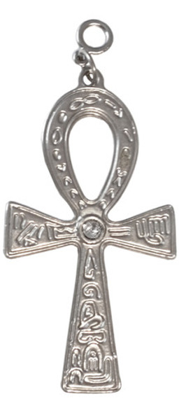 Adorno De Pared Cruz Ansata Plateada Con Cristal - Metal 0