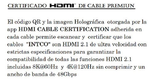 Cable Hdmi 2.1 Ultra Label 8k-48gbps Mallado 1mts Certif Qr 1