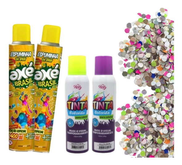 Kit Carnaval Infantil Adulto Tinta De Cabelo Confete Espuma 0