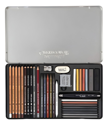 Conjunto Para Desenho Cretacolor Ultimo Drawing Set 35 Itens 1