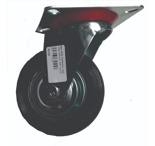 Rueda Base Giratoria Chapa Y Goma Con Rodillo 100x30 Mm 70kg 1