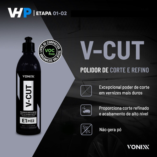 Kit Polimento Manual V-cut Vhp Aplicador Microfibra Vonixx 1