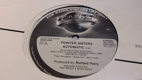 Pointer Sisters Automatic Vinilo Maxi Promo Radio Only Usa 0