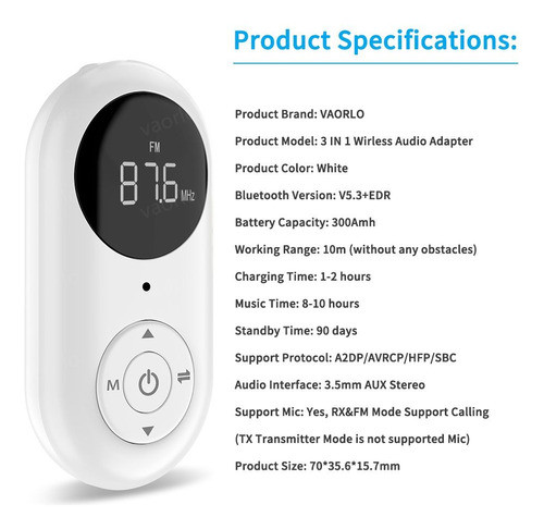 Receptor Transmissor Bluetooth Fm Microfone P3 Jp442 1