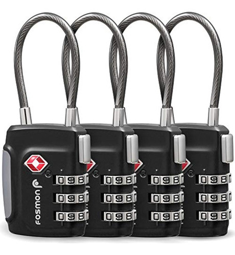 Fosmon Tsa Aceptado Cable Luggage Luggage Locks, (paquete De 0