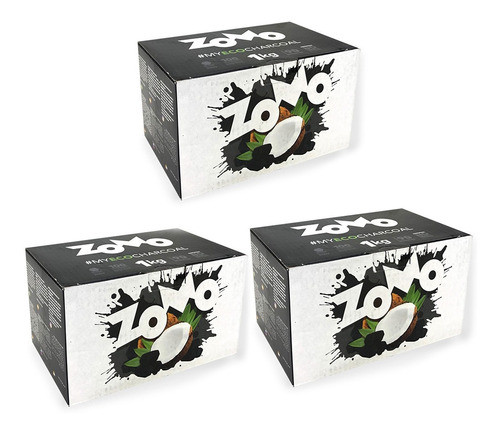 Kit Carvão Para Narguile Coco Zomo 3 Caixas Com 1kg (3kg) 0