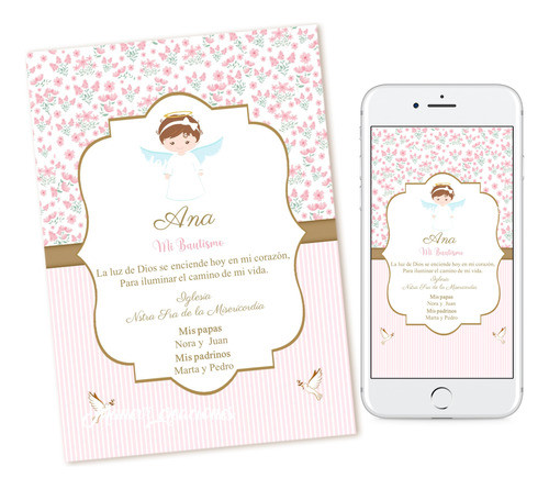 Kit Imprimible Editable Bautismo Angelita Para Nena 0