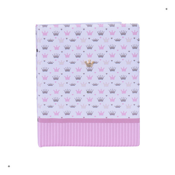 Álbum Princesa 40 Fotos 20x25 Luxo Coroa Rosa Bebê Menina 0