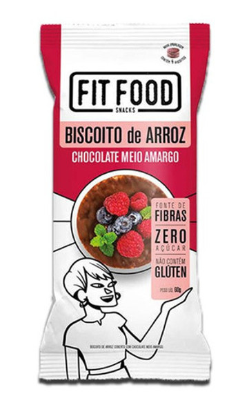 Biscoito De Arroz Chocolate Meio Amargo Fit Food 60g (18x) 1