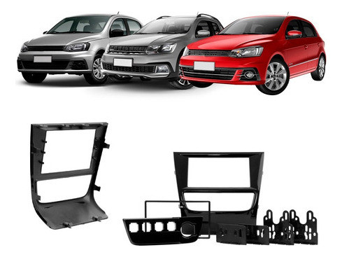 Moldura 2 Dvd Mp5 Din Gol Voyage Saveiro G6 Black Piano 1