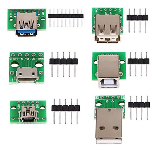 Makerhawk - Adaptador De Usb A Dip, 6 Unidades, Mini Usb Hem 0