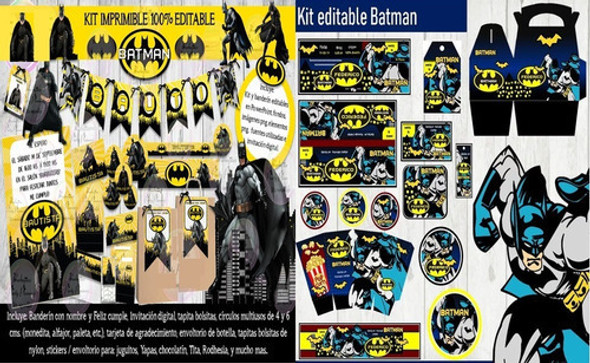 Kit Imprimible Candy Bar Batman 100% Editable Candy Bar 0