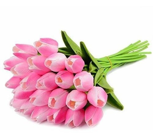 Tulipanes Artificiales De Aspecto Real (20u.) Rosa Intenso 0