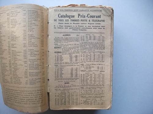 Catalogue Prix Courant Tous Timbres Poste & Télégraphe 0