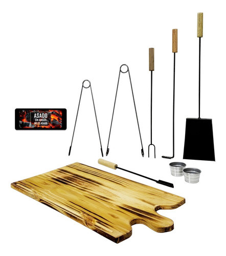 Jueguito De Parrilla Kit Asado Utensillos Lechonera Set X 9 0
