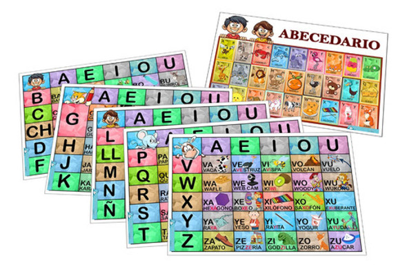 Silabario + Abecedario Tamaño A4  Completamente Ilustrado 0