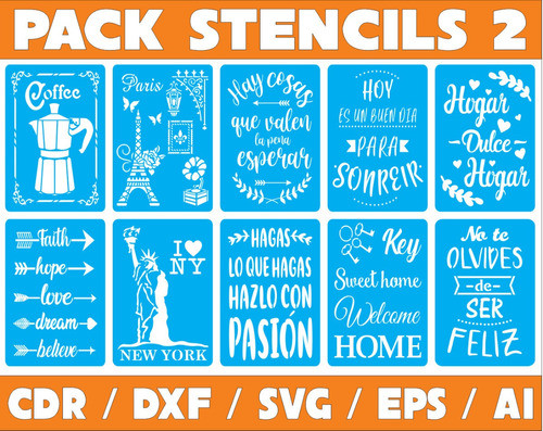 Pack De Vectores Corte Laser - 200 Stencils Variados N°2 0