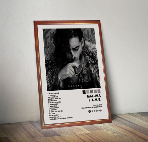 Maluma Poster Album F.a.m.e. En Cuadro Para Colgar 0