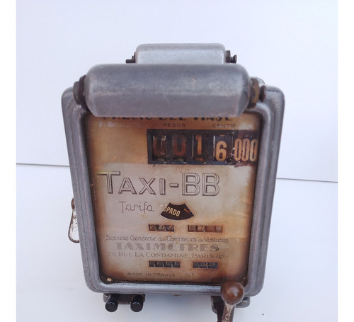 Muy Buen Antiguo Reloj Taximetro Taxi Con Bandera, Frances 1