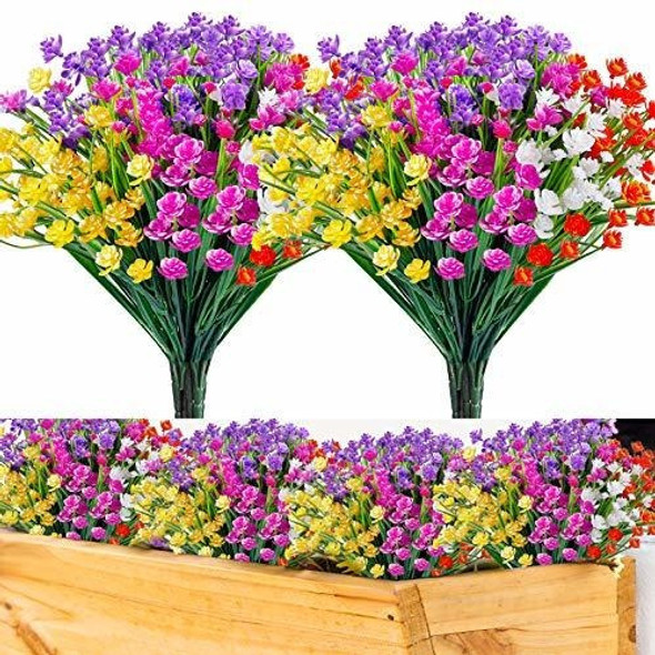 Hatoku 24 Piezas De Flores Artificiales De Primavera Al Aire 0