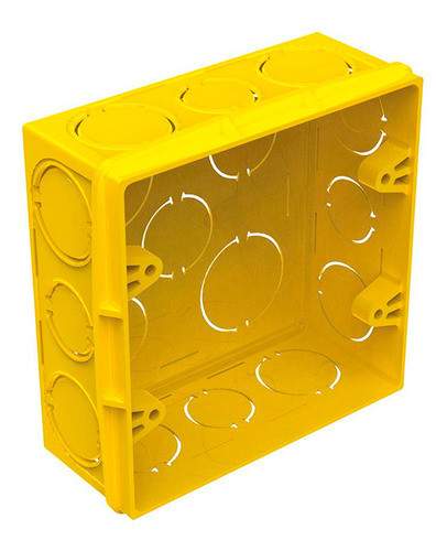 Kit Com 12 Pçs Caixa De Luz Embutir 4x4 Plástico Amarelo Jf 0