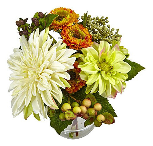 Casi Natural 4588 Mezclada Dalia Y Mamá Con Florero De Vidri 1