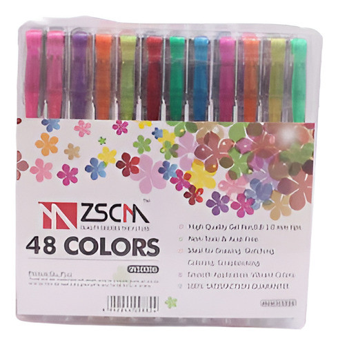 Zscm Glitter Gel Plumas 48 Colores Para Dibujo, Escritura, G 0