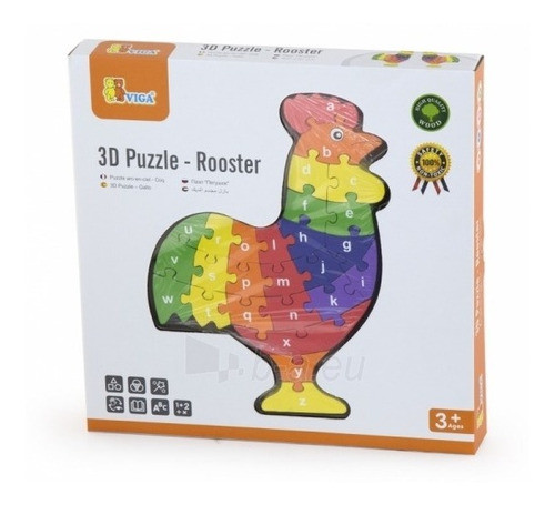 Puzle 3d Gallo De Madera  Niños Viga 0