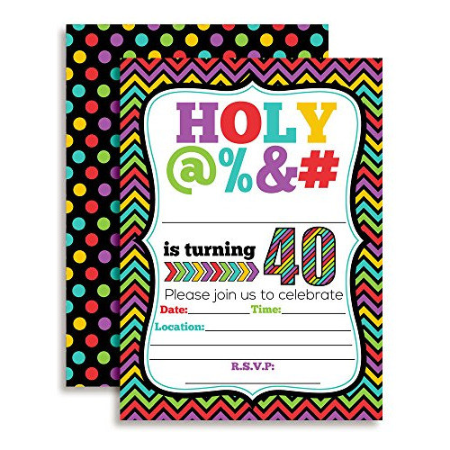 Sagrado @% 40a Fiesta De Cumpleaños Invitaciones Diez Divert 0