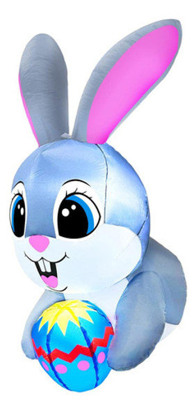 Coelhinho Da Páscoa Segurando Ovo Inflável Quintal 0