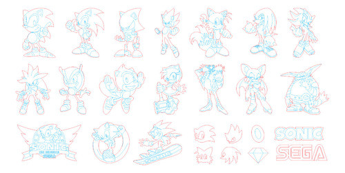 Pack Vectores Corte Laser - 25 Figuras Sonic 1