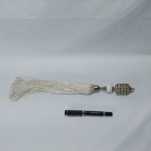 Pingente Cortina Tassel Antigo Metal Strass Franja Sêda 42cm 1