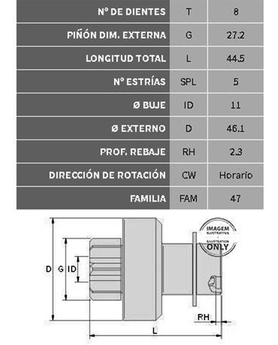 Bendix Valeo Peugeot 107/ci C1/to Aygo 8d. 5e. L44.5 1