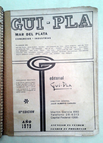 Gui-pla Mar Del Plata Año 1979. Comercio Industria Planos! 1