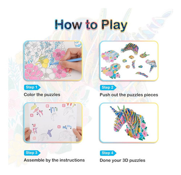 Hautton 3d Coloring Puzzle, Creative Diy Painting Puzzle Set 1