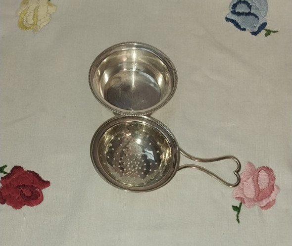 Antiguo Colador Infusor Con Base Té Plata 925 Sellado Bello 1
