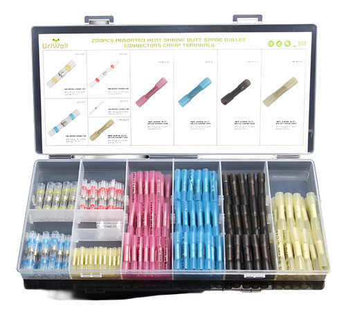 200pc Calor Shrink Tope Alambre Conector Soldadura De Empalm 0