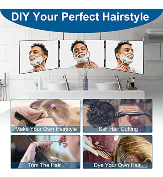 Espejo De 3 Vías Para Autocorte De Cabello, 360 Cortes De Ca 1