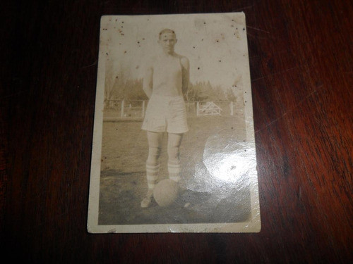 Antigua Foto Fotografia Jugador Pelota Futbol Balon 1928 0