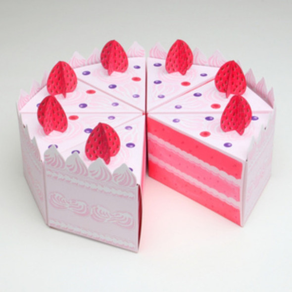 Caja Para Imprimir Con Forma De Proción De Torta De Frutilla 0