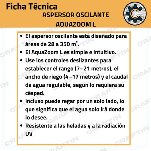 Aspersor Oscilante Gardena 18714-20 Aquazoom L 1