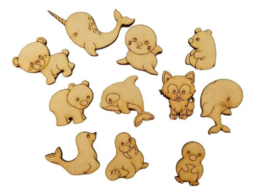 50 Animales Del Mar Acuáticos Fibrofacil Mdf Souvenirs 0