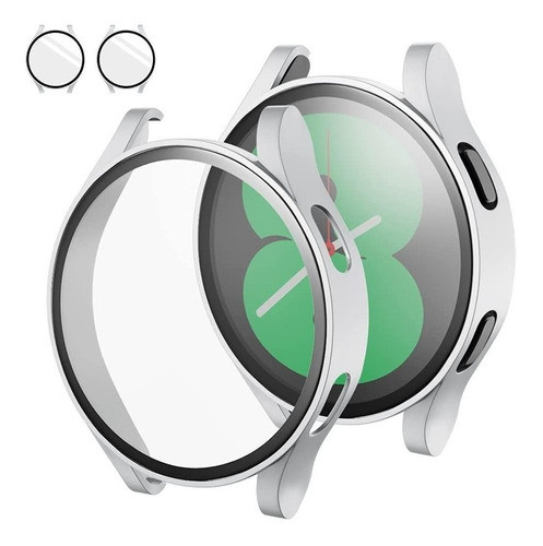 2 Funda C/vidrio Templado Samsung Galaxy Watch 4 44mm Silver 0