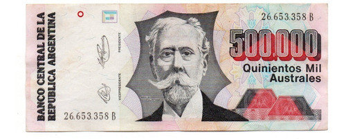 Billete Argentina 500000 Australes Bottero 2903 Serie B Mb+ 0